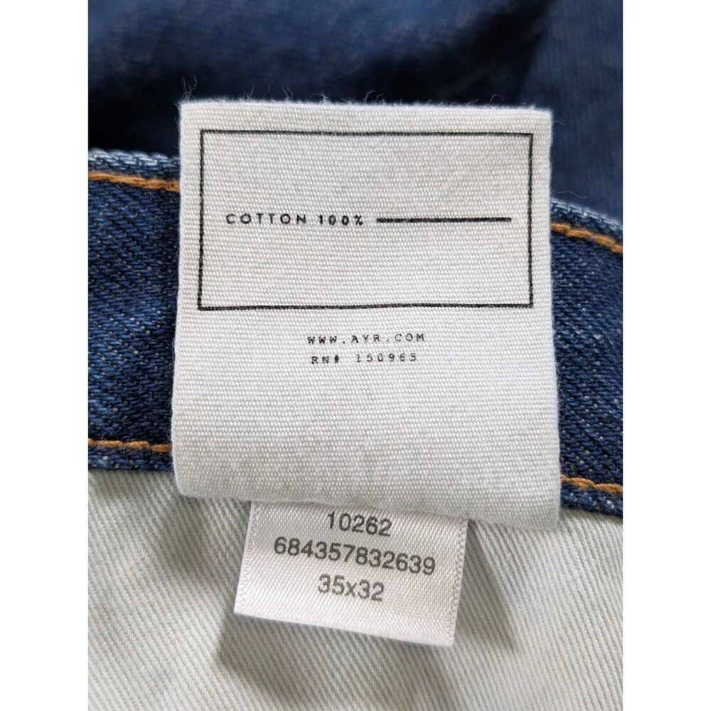 AYR The Slacker Jeans Men’s 35x32 Blue Relaxed Button Fly Made in USA - Picture 10 of 14